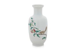 A FAMILLE ROSE PEACH AND SQUIRREL DECORATED VASE