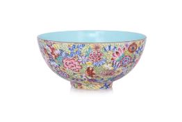 A FAMILLE ROSE MILLE-FLEURS PORCELAIN BOWL