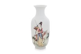 A FAMILLE ROSE PORCELAIN BALUSTER VASE