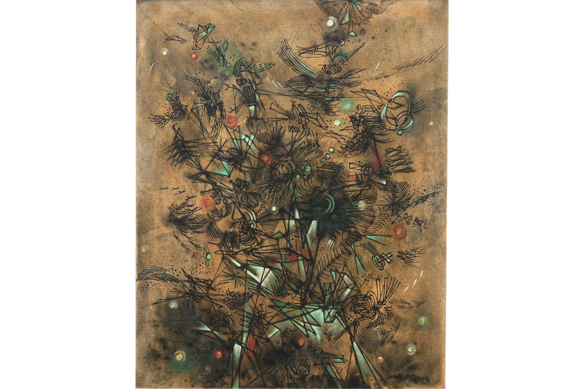 KAM ZIN CHOON (SINGAPORE, B.1931) - ABSTRACT IN GREEN (XMAS TREE)