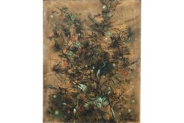 KAM ZIN CHOON (SINGAPORE, B.1931) - ABSTRACT IN GREEN (XMAS TREE)