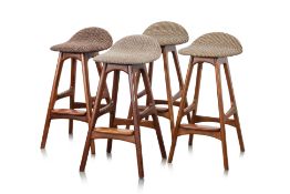 A SET OF FOUR BAR STOOLS AFTER THE STYLE OF ERIK BUCH MODEL 61 STOOL