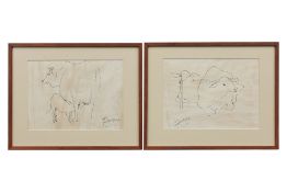 YEO KIM SENG (SINGAPORE, 1938-1944) - TWO STUDIES OF COWS