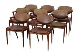 A SET OF EIGHT KAI KRISTIANSEN NO. 42 DINING CHAIRS