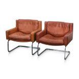 A PAIR OF ROBERT HAUSSMANN DS-201 ARMCHAIRS
