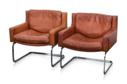 A PAIR OF ROBERT HAUSSMANN DS-201 ARMCHAIRS