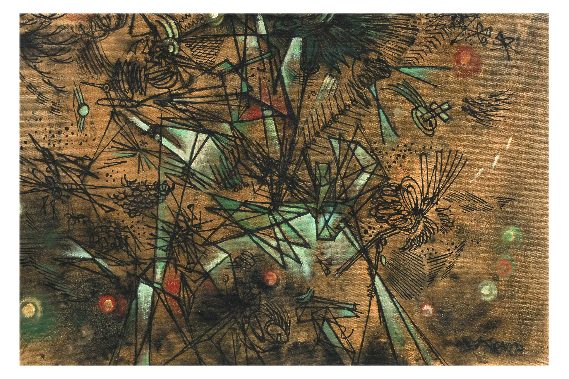 KAM ZIN CHOON (SINGAPORE, B.1931) - ABSTRACT IN GREEN (XMAS TREE) - Image 3 of 3
