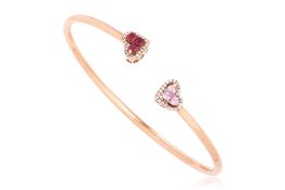 A RUBY, PINK SAPPHIRE AND DIAMOND BANGLE BY POH HENG