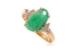 A JADEITE AND DIAMOND RING