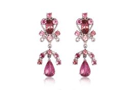 A PAIR OF PINK TOURMALINE EARRINGS
