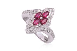 A RUBY AND DIAMOND RING