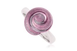 A PURPLE AND WHITE GOLD 'SWIRL' RING BY LEE HWA JEWELLERY