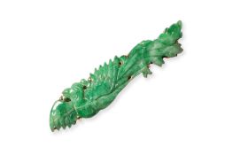 A JADEITE 'PHOENIX' TIE CLIP