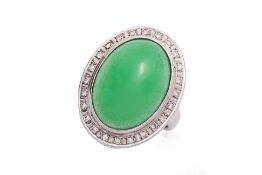 A DYED QUARTZ AND DIAMOND RING