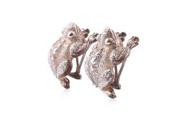 TIFFANY & CO - A PAIR OF SILVER FROG CLIP EARRINGS