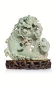 A LARGE JADEITE DRAGONS GROUP