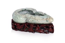 A JADEITE GOURD FORM WASHER