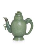 A GREEN JADE TEAPOT