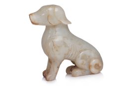 A WHITE JADE MODEL OF A DOG