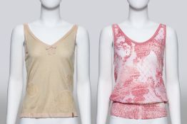 JOHN GALLIANO - A PAIR OF SHEER ABSTRACT CARDIGAN SETS
