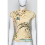 ROBERTO CAVALLI - A CHINOISERIE STYLE CHEONGSAM TOP