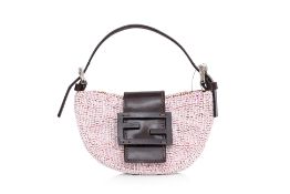 FENDI - A PINK BEADED MINI 'CROISSANT' POCHETTE