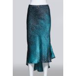 ROBERTO CAVALLI - A SILK SNAKESKIN PRINT MIDI SKIRT