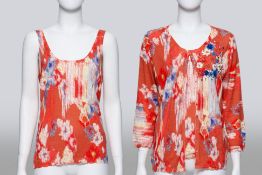 JOHN GALLIANO - A PAINTERLY CARDIGAN AND TANK TOP