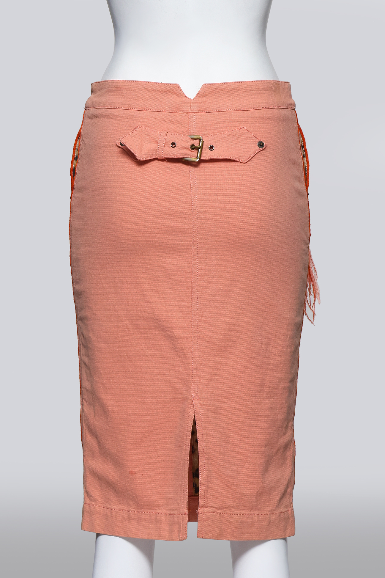 ROBERTO CAVALLI - A COTTON SALMON MIDI SKIRT - Image 3 of 3