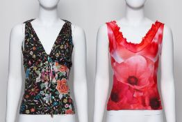 ROBERTO CAVALLI - TWO FLORAL PRINT CROPPED TANK TOPS