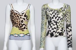 ROBERTO CAVALLI - TWO LIME PRINT TOPS