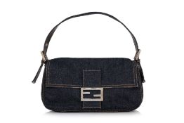 FENDI - A DENIM 'BAGUETTE' BAG