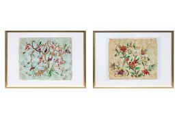 TWO EMBROIDERED SILK PANELS