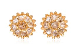 A PAIR OF GOLD AND INTAN STUD EARRINGS