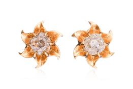 A PAIR OF GOLD AND INTAN STUD EARRINGS