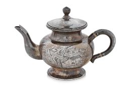 A SMALL SILVER TEAPOT