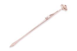 A SILVER AND RUBY HAIRPIN
