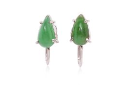 A PAIR OF JADEITE SCREW-ON EARRINGS