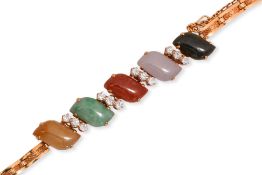 A JADEITE AND DIAMOND BRACELET