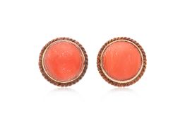 A PAIR OF CORAL STUD EARRINGS