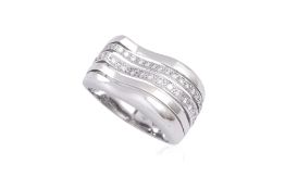 A FIVE ROW DIAMOND 'WAVE' RING