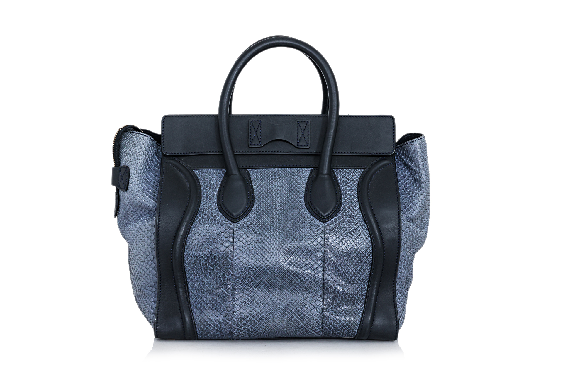 CÉLINE – A BLUE PYTHON AND LEATHER ‘LUGGAGE’ TOTE - Image 3 of 3