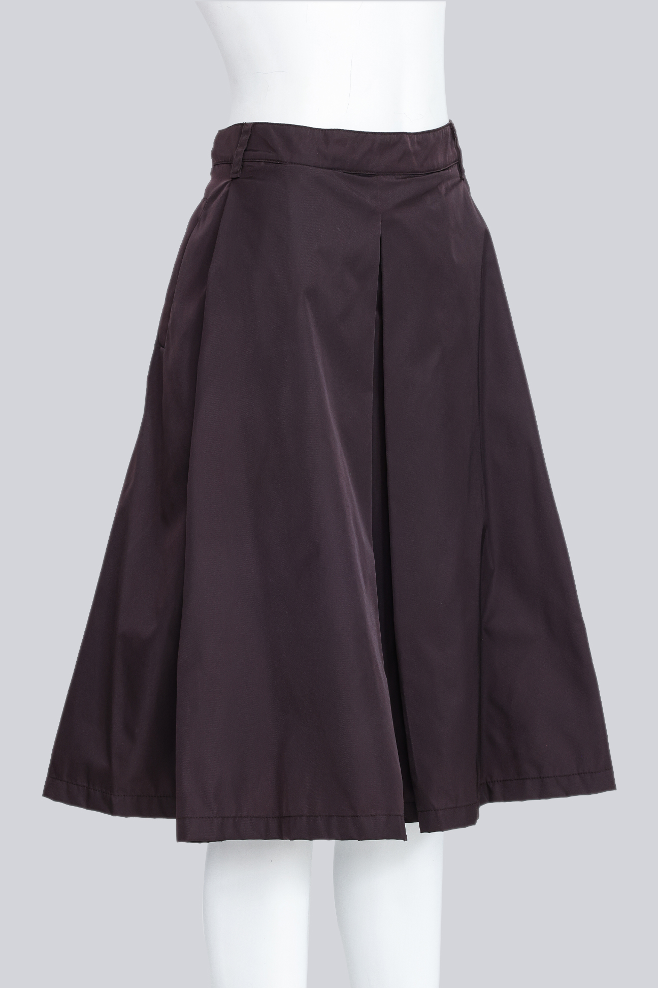 PRADA - A BROWN IRIDESCENT A-LINE MIDI SKIRT - Image 2 of 3