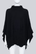 ISSEY MIYAKE - A BLACK PLEATED PONCHO