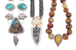 DP - THREE NECKLACES WITH SEMI-PRECIOUS STONES