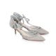 CHRISTIAN DIOR - A PAIR OF SILVER-TONE SEUDE HEELS - Image 1 of 3