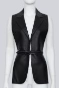 HERMES - A JEAN-PAUL GAULTIER BLACK DEERSKIN LEATHER WAISTCOAT