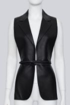 HERMES - A JEAN-PAUL GAULTIER BLACK DEERSKIN LEATHER WAISTCOAT