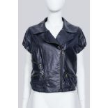 PRADA - A NAVY LEATHER BIKER JACKET