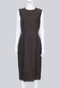 PRADA - A GREY WOOL BLEND DRESS WITH MESH TRIM